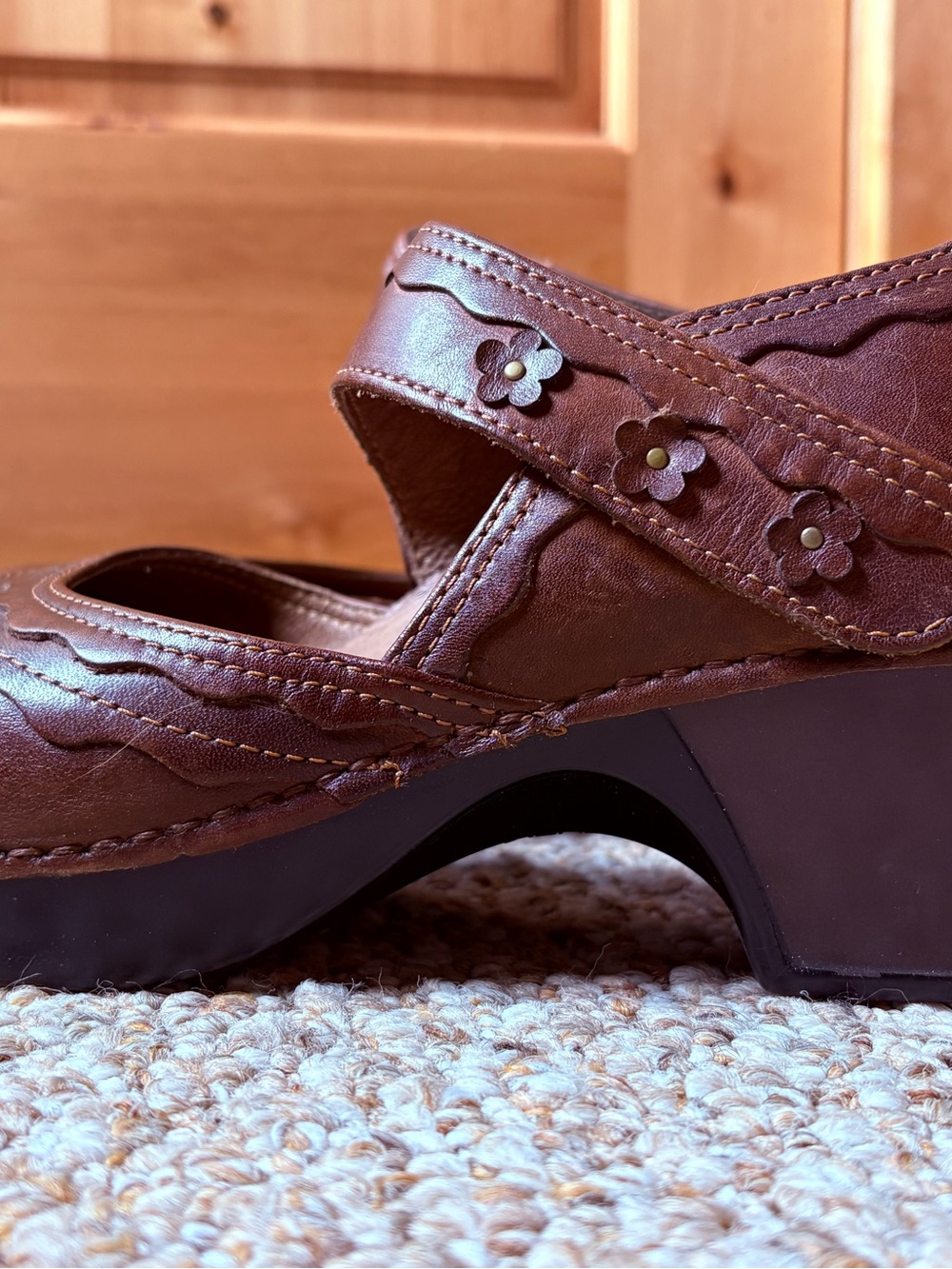 Dansko Brown Floral Mary Jane Leather Shoes - Picture 6 of 6